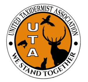 United Taxidermy Association Logo with Elk, squirrel, pheasant and fish