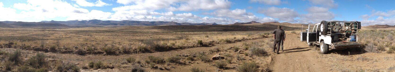 South Africa Scenery with Truck and Professional Hunters